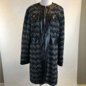 TORY BURCH EDALENE Black and Gray Tweed Coat. Hard to find.